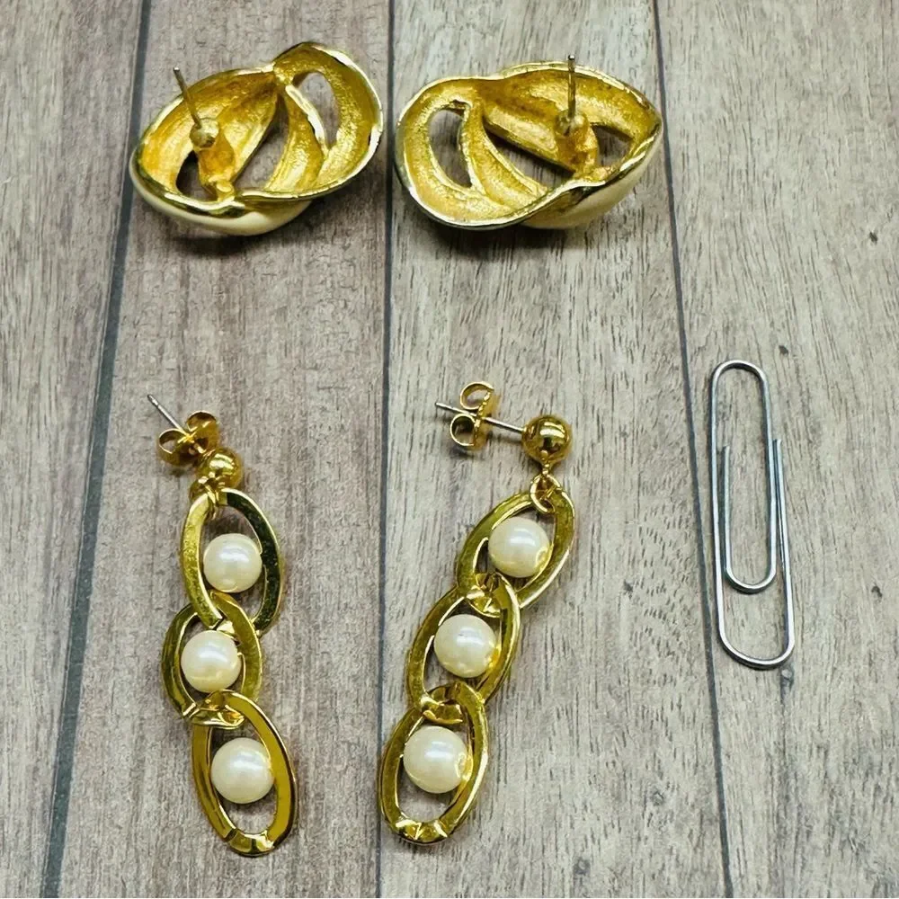 Vintage Gold Ivory Earring Bundle B5‎